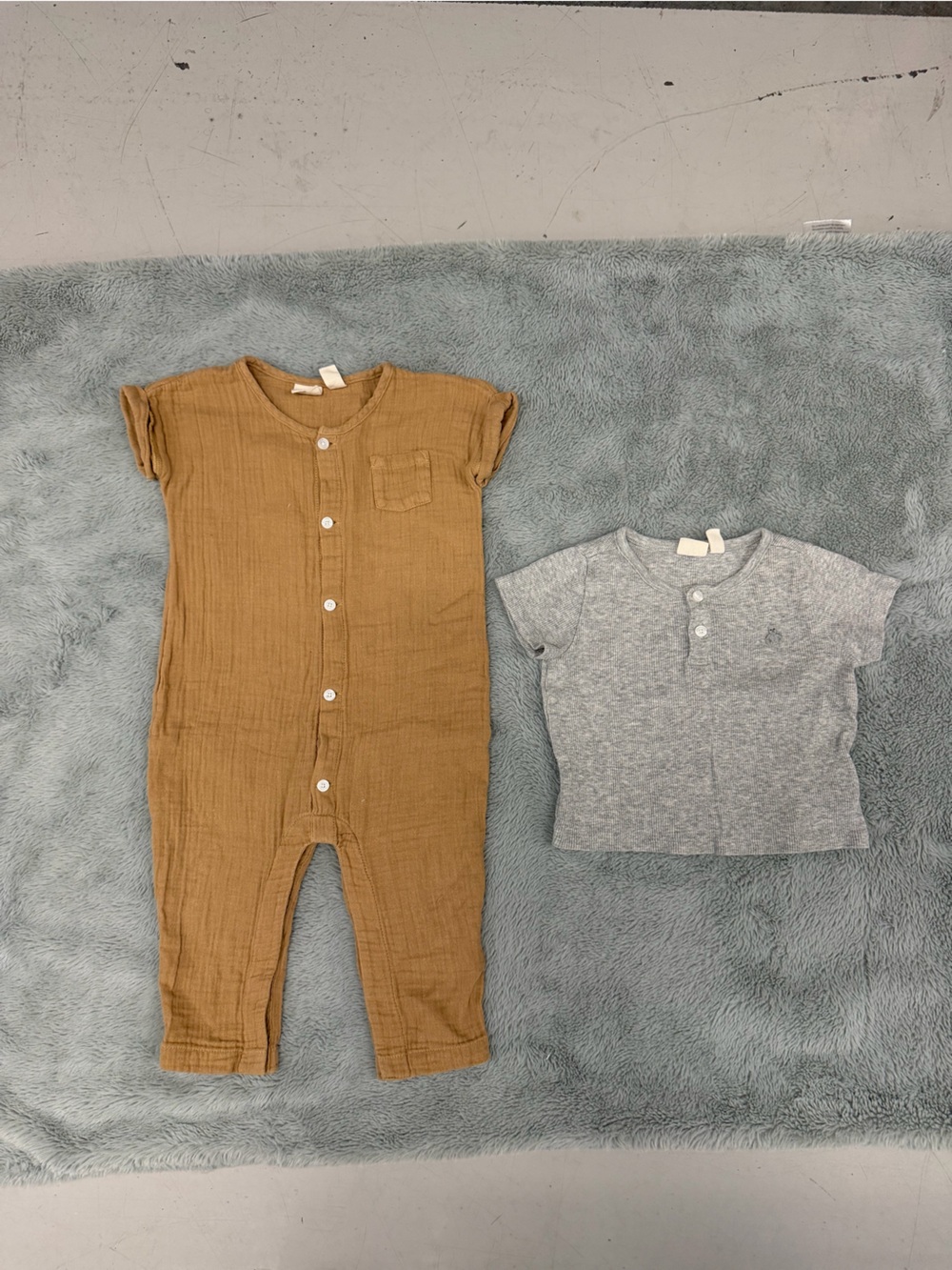 GAP Kids Button-Front Cotton Gauze Jumpsuit + Henley tee
